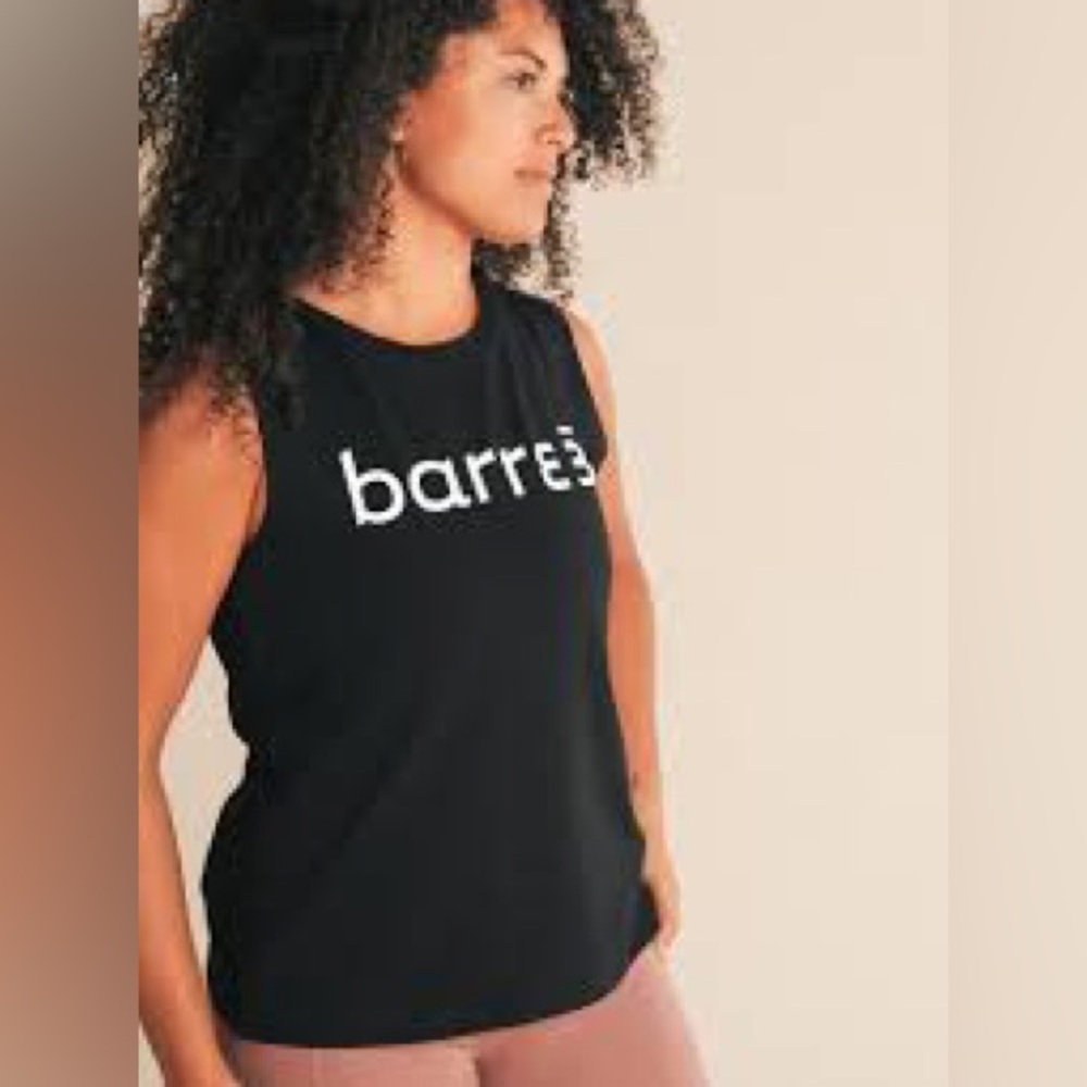 Barre3 signature black tank top | small